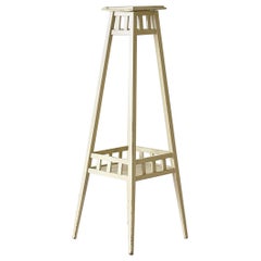 Socle suédois vintage en bois peint en blanc