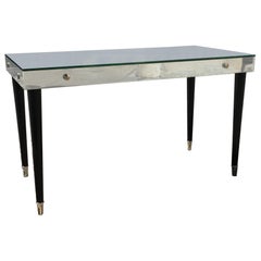 Luigi Brusotti Coffee Table Vetro Specchiato Metal Crome Wood 1940 italy