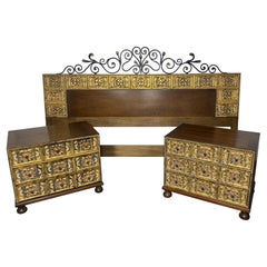 Rara cama/cabecero "KING" de John Widdicomb, Serie Boutique Mediterránea
