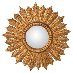 French Gilt Sunburst or Starburst Mirror (Diameter 31)