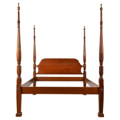 Henredon Style Georgian Carved Mahogany Queen Size Poster Bed
