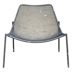 Vintage Modern Metal Mesh Perforated Wide Seat Patio Garden Lounge Chair