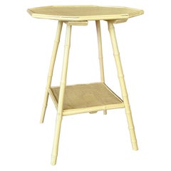 Late 19th Century Coastal Bamboo Wicker Octagon Side Table
