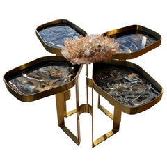 Blumen-, Marmor- und Geode-inspirierter Tisch