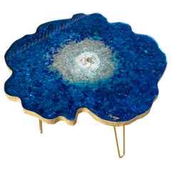 Blue crystal geode table