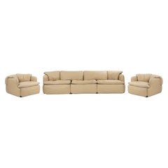 Vintage Leather Sofa Set "Confidential" by  A. Rosselli for Sapori, italy, 1970s