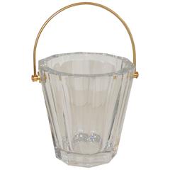 Vintage Wonderful French Baccarat Crystal Ice Champagne Bucket with Gilt Bronze Handle