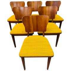 Mid-Century Modern Heywood Wakefield Style Walnut Dining Chairs - Set of 6