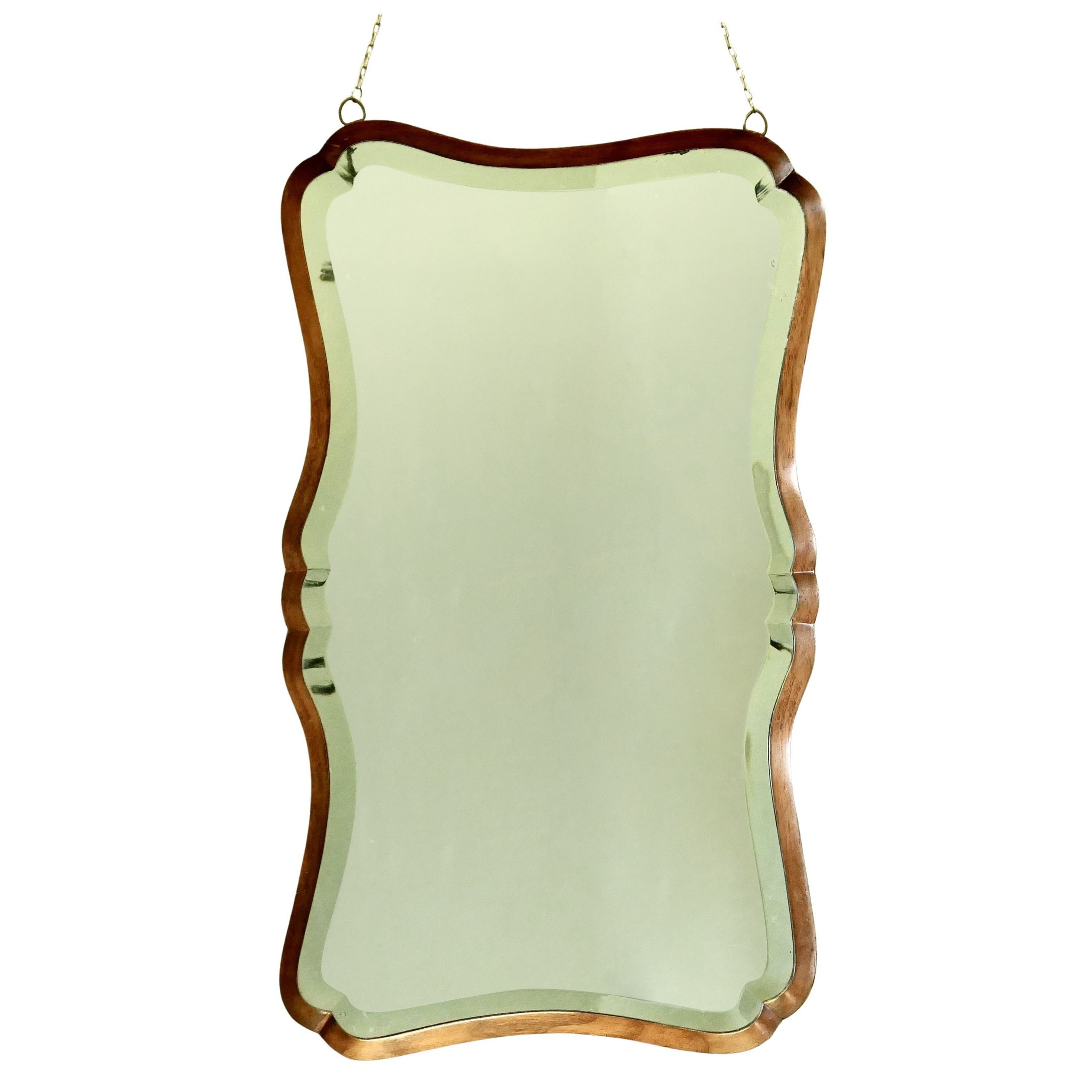 Attraktiver Art Deco Mirror aus Nussbaumholz   Ein guter Art-Déco-Wandspiegel