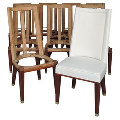 Set of 11 Fine French 1950s Mahogany Dining Chairs by Jacques Adnet