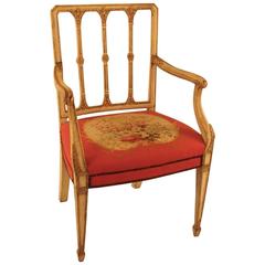 Italian Neoclassical Style Painted Armchair with Needlework Seat