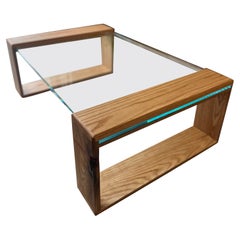 iJ-v1 Red Oak and Glass Coffee Table