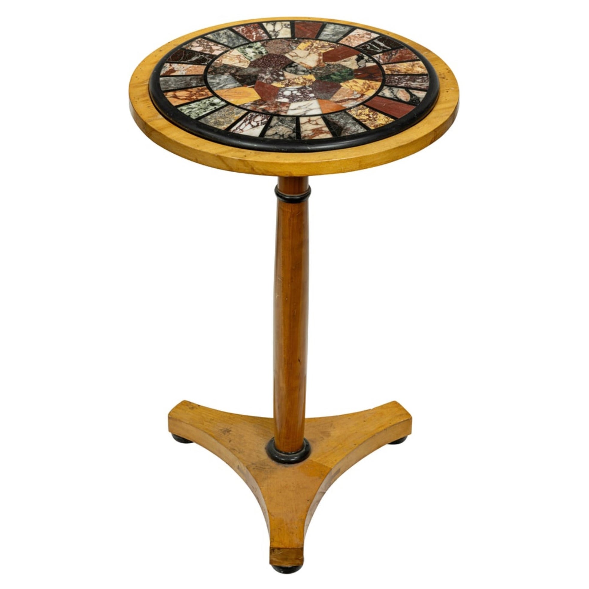Empire Style Fruitwood Gueridon w/ Early Italian Pietra Dura Inlaid Specimen Top For Sale