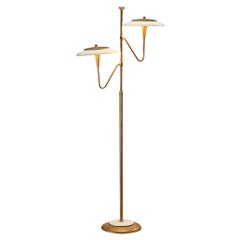 Italian Floor Lamp in Brass and Off-white Shades