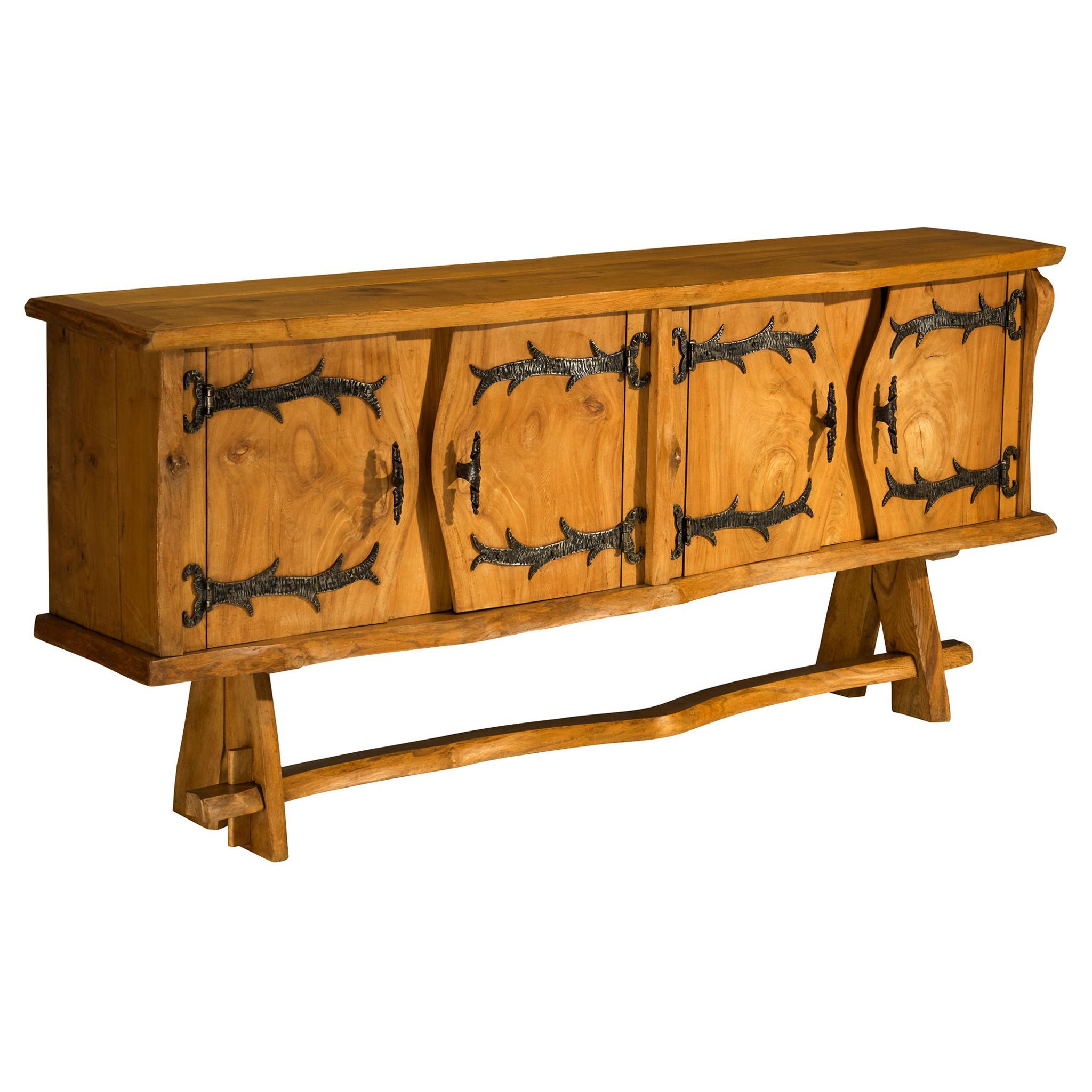 Credenza Charles Flandres in olmo massiccio e ferro battuto