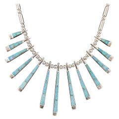 Silver and Synthetic Opal Necklace