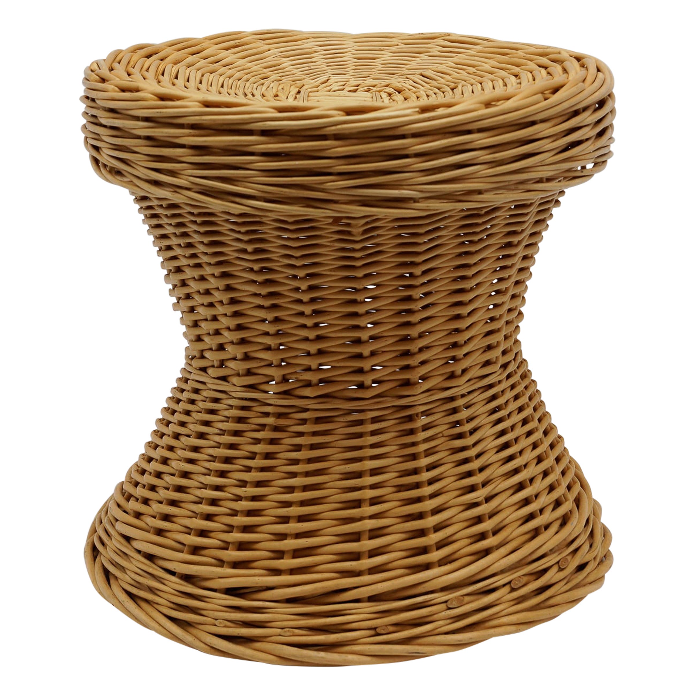 Mid-Century Modern Rattan Stool with Storage Space, Italy 1960s