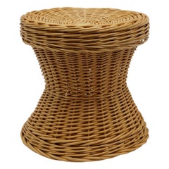 Mid-Century Modern Rattan Stool with Storage Space, Italy 1960s