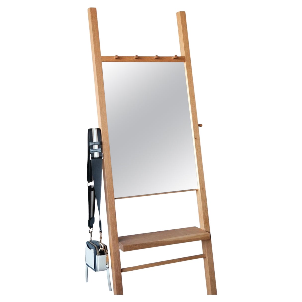 Wooden Framed Organizer Mirror For Sale