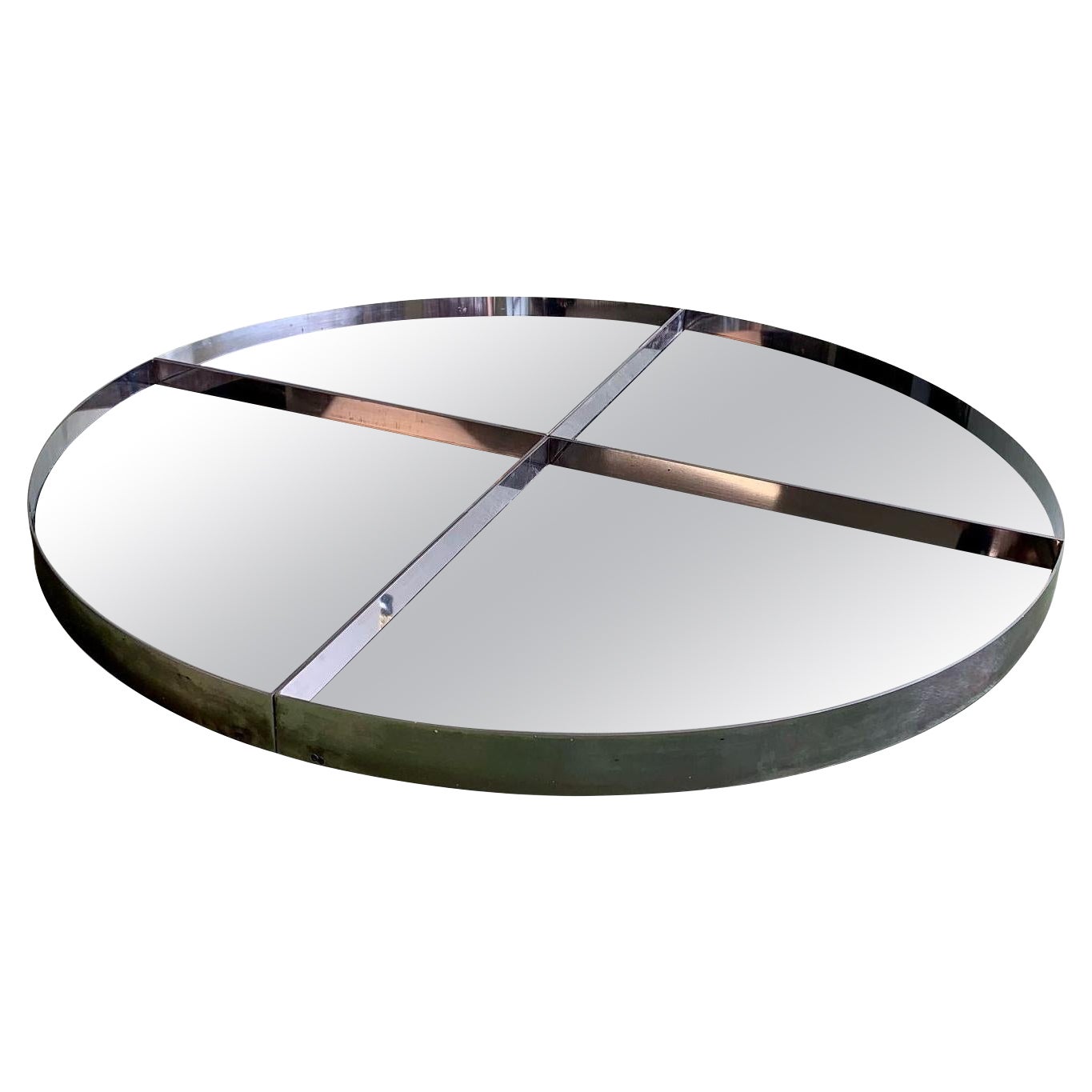 Steel circular mirror by G. Offredi, Italy, 1970s in vendita