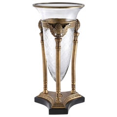 Vaso Elizabeth in vetro d'ottone vintage e base in granito