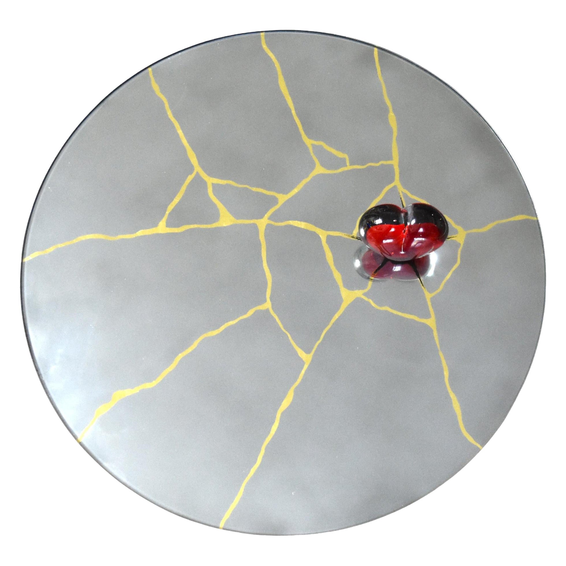 Specchio Kintsugi con cuore "Non preoccuparti per l'amore". in vendita