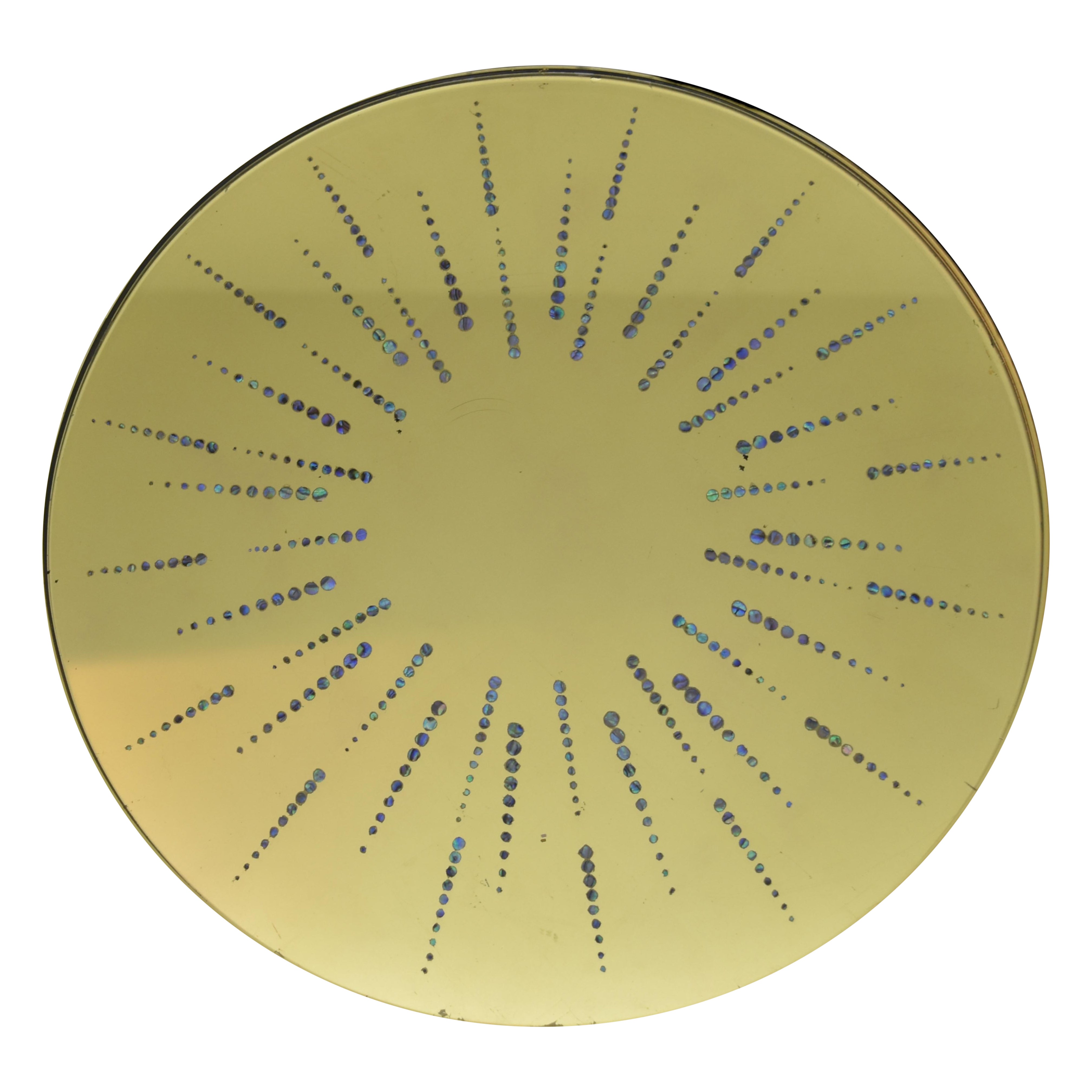 Specchio circolare con oro e madreperla in vendita