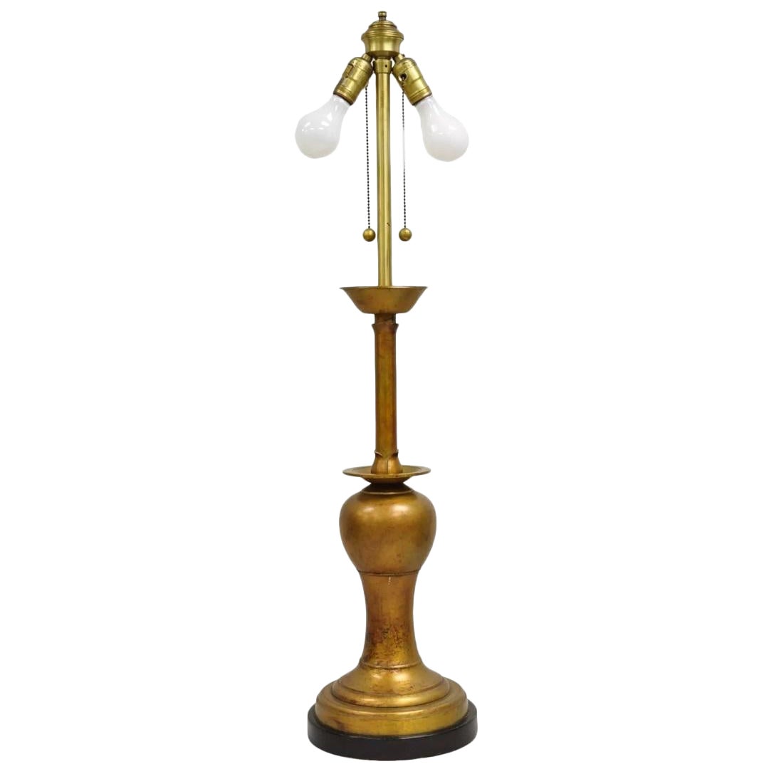 Lampe de bureau vintage Marbro James Mont Hollywood Regency « Lotus » en or
