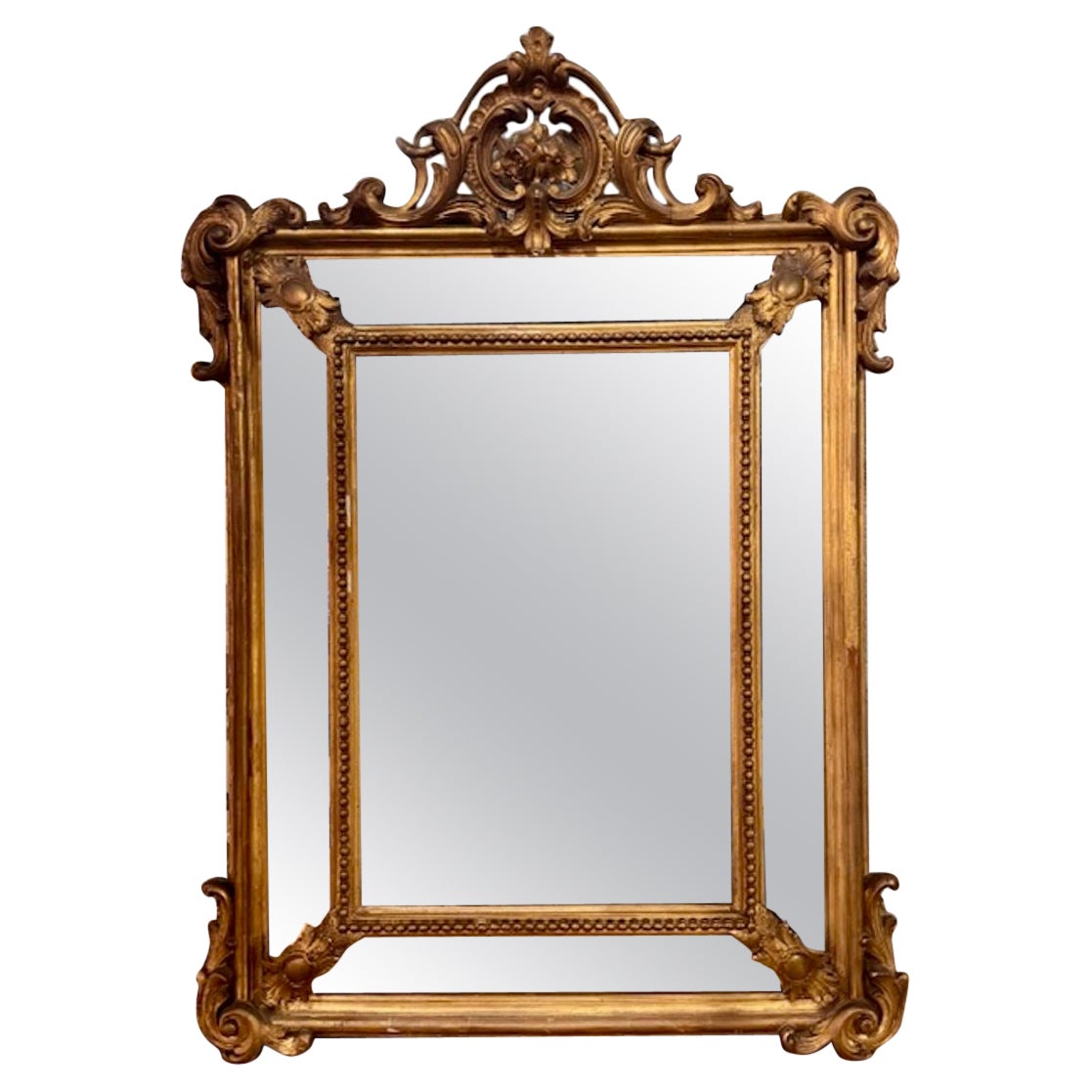 19. Jahrhundert Französisch Louis XVI Giltwood Kissen Spiegel