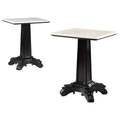 Pair of Ebonized Pedestal Tables
