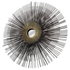 Brutalist Sunburst Wall Sculpture Mirror by William Friedle, 1970s