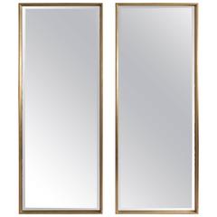 Vintage Pair of Silver Gilt Modern Full Length Mirrors