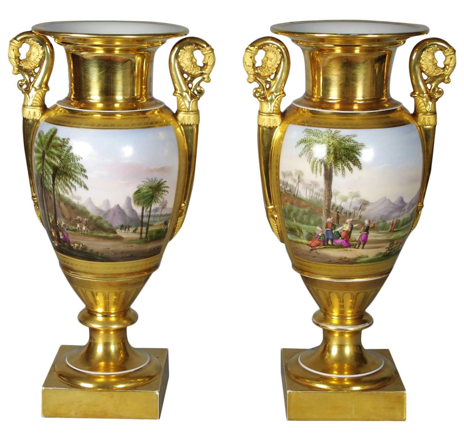 Fine Pair of Old Paris Porcelain Vases at 1stdibs