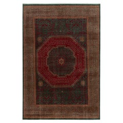 Rug & Kilim's Classic Mogul Style Teppich in Grün, Rot und Brown Medallion Style