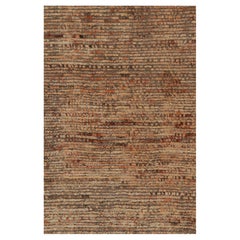 Rug & Kilim's Modern Textural Rug in Beige-Braun und Orange Striae Patterns