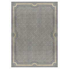 Doris Leslie Blau Alfombra de lana tejida a mano en estilo Art Déco francés vintage