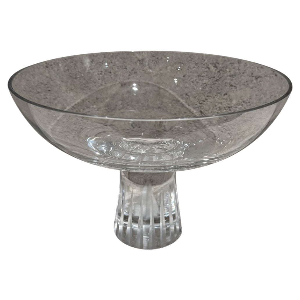 1960s Crystal Pedestal Bowl Ribbed Stem (bol à piédestal en cristal) en vente