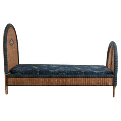 Vintage Woven Rattan Single Bed, 1980
