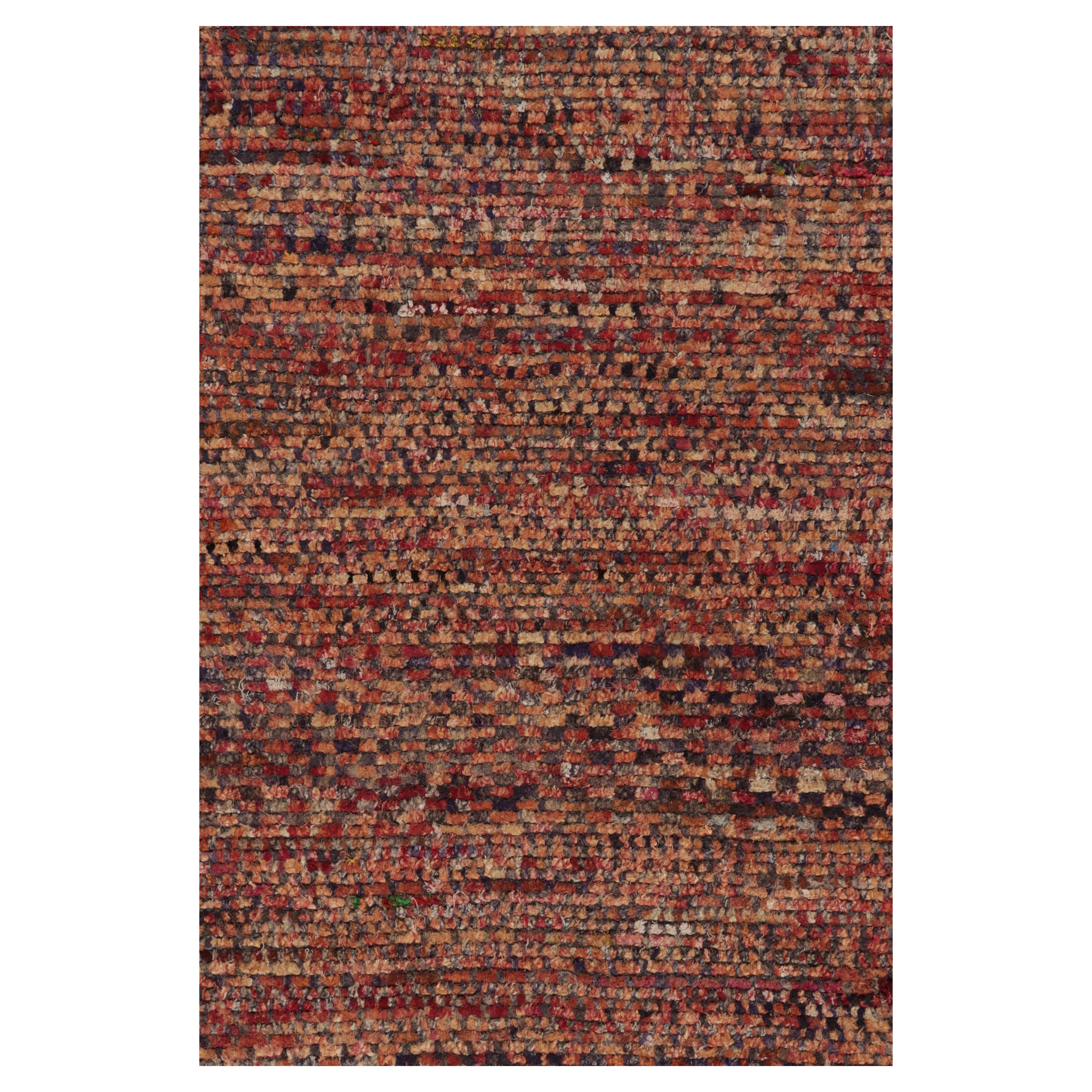 Rug & Kilim’s Modern Rug in a Red & Orange-Brown Striae, Geometric Patterns