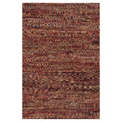 Rug & Kilim’s Modern Rug in a Red & Orange-Brown Striae, Geometric Patterns