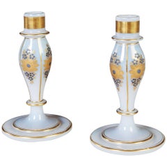 Pair of Opaline Charles X Candlesticks