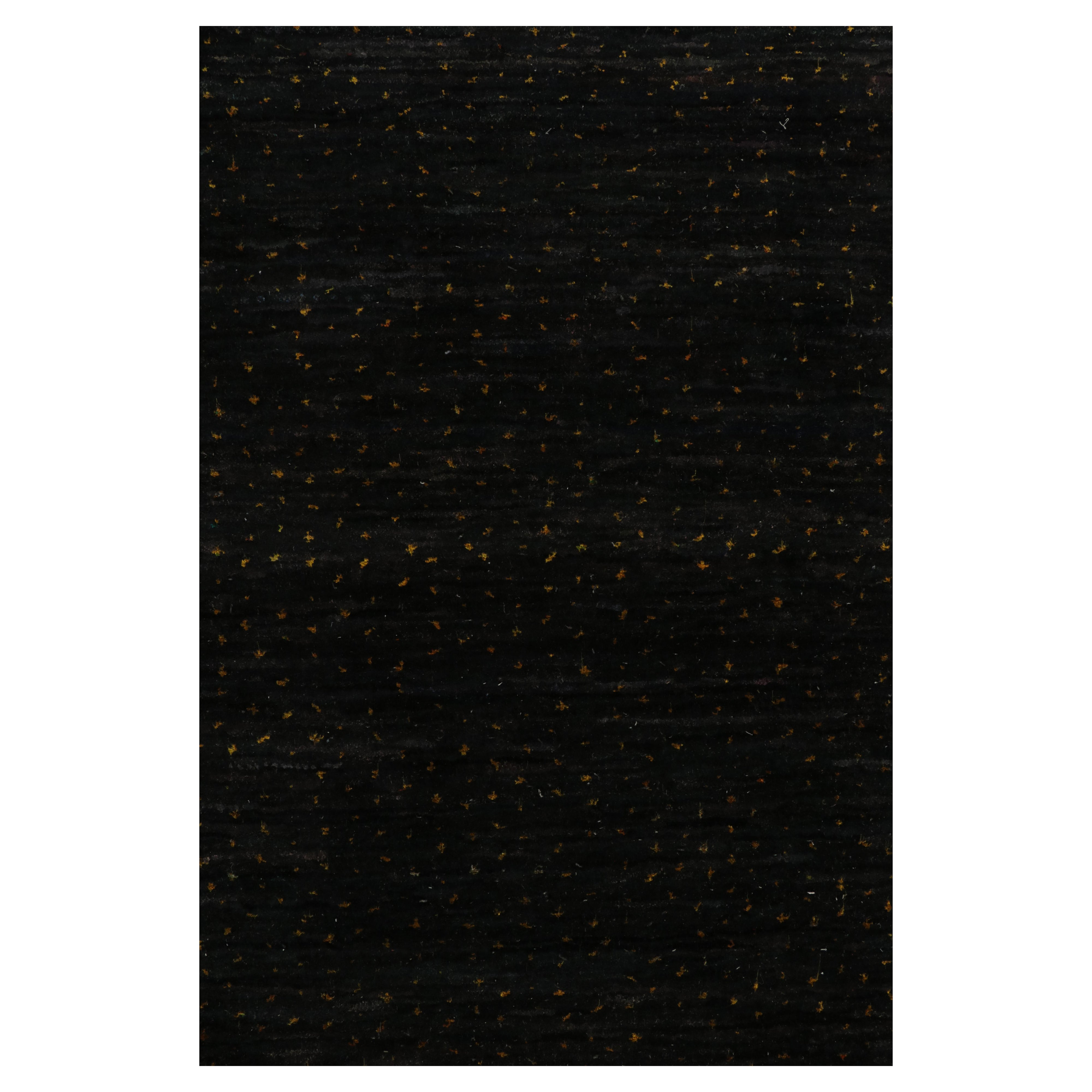 Rug & Kilim’s Contemporary Rug in Black with Gold Dots Pattern