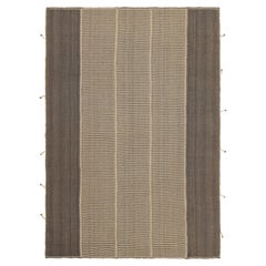 Rug & Kilim’s Contemporary Kilim with Textural Beige and Brown Stripes