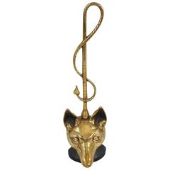 Antique Wonderful English Cast Brass Doorstop in the Form of a Fox Head