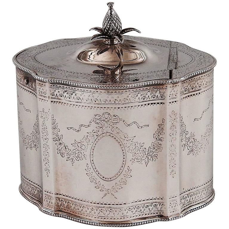 III Sterling Silver Tea Caddy London 17831784 by Thomas Daniell