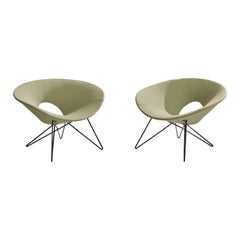 Giovanni Ferrabini Attribution, Loungesessel, Eisen, Stoff, Italien, 1950er Jahre