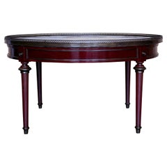 French Provincial Bouillotte Mahogany with Marble Top Round Coffee Table