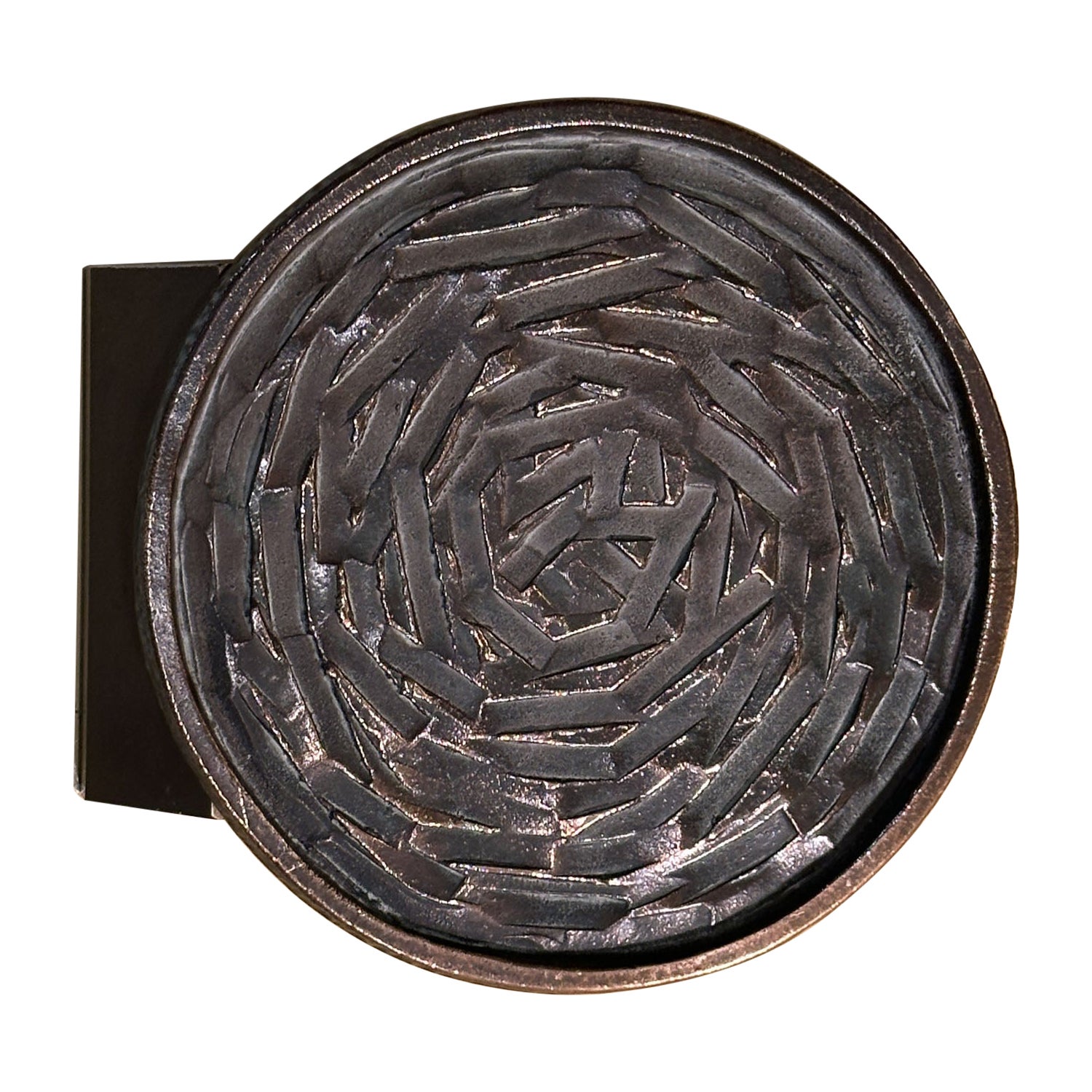Runder Türgriff zum Drücken und Ziehen aus Bronze mit Spiralrelief