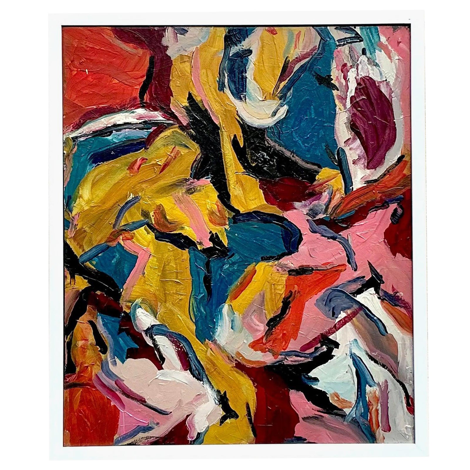 Óleo sobre lienzo Vintage Boho Original Abstracto