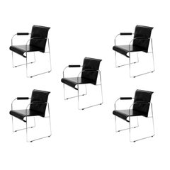 Set of 5 Vintage Postmodern Leather Armchairs by Arrben Italy